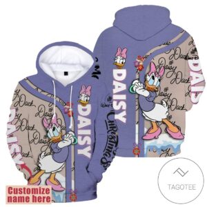Personalized Daisy Duck 3D Printed Hoodie- Tagotee