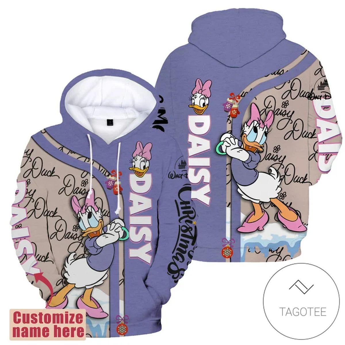 Personalized Daisy Duck 3D Printed Hoodie- Tagotee Personalized Daisy Duck 3D Printed Hoodie- Tagotee