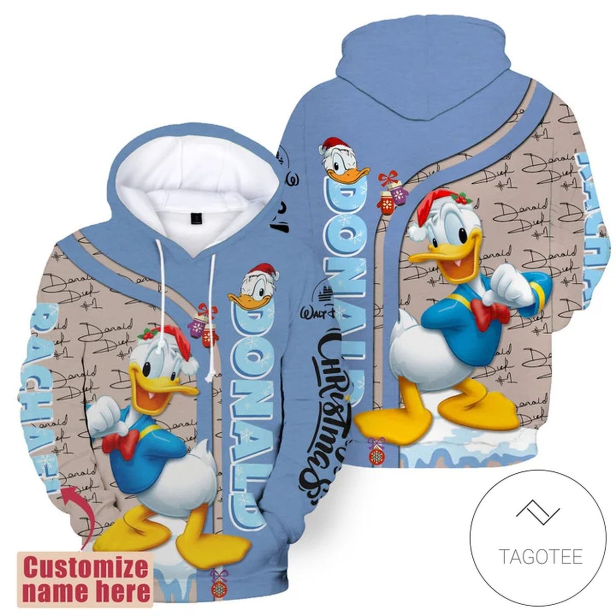 Personalized Donald Duck 3D Printed Hoodie Tagotee Personalized Donald Duck 3D Printed Hoodie Tagotee