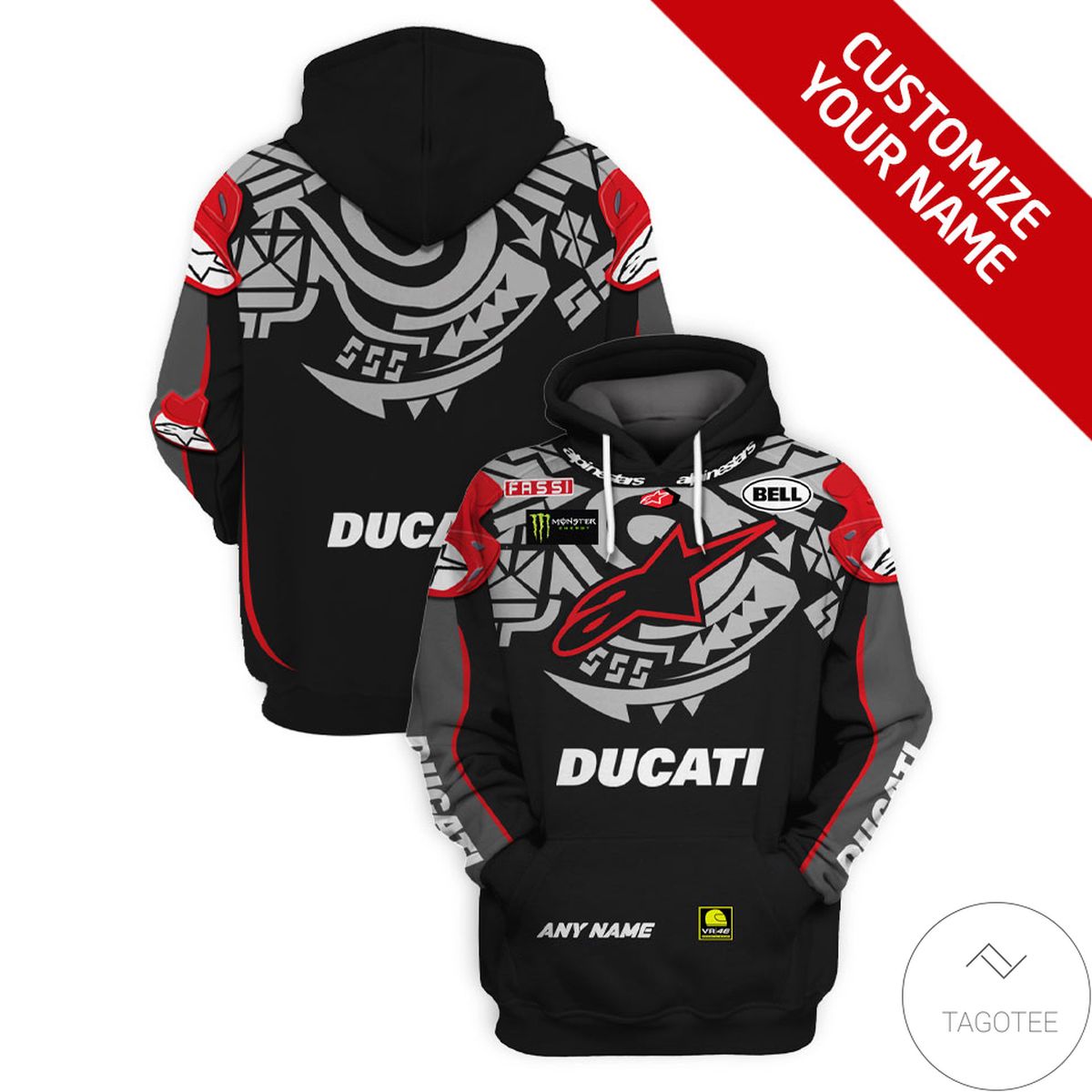 Personalized Ducati Racing Branded Unisex 3D Hoodie Personalized Ducati Racing Branded Unisex 3D Hoodie