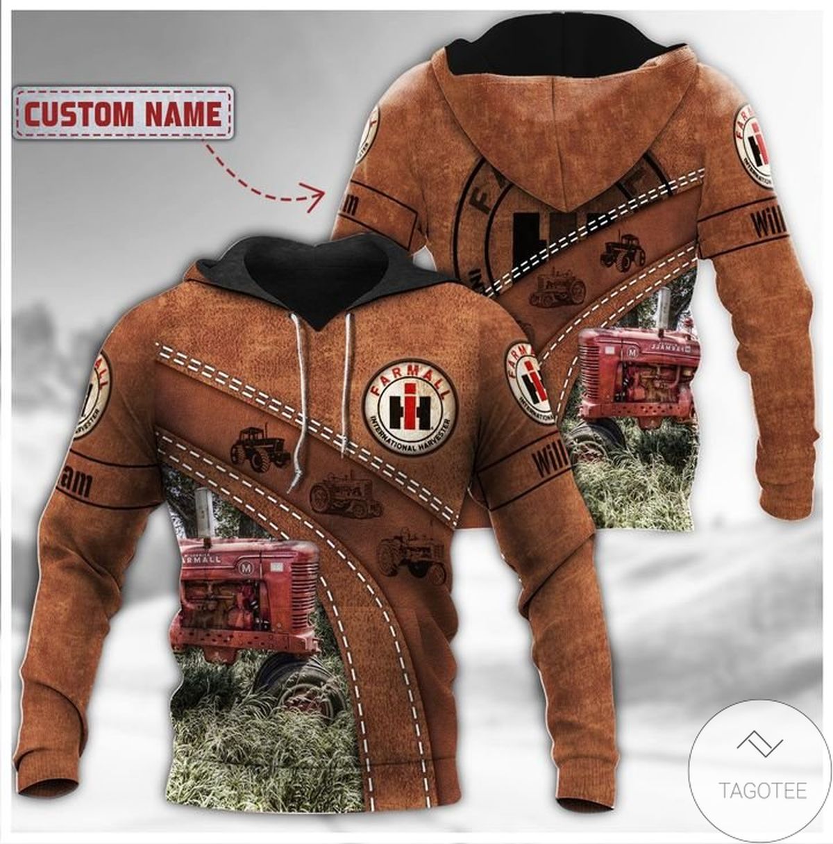 Personalized Farmall Ih Leather 3D Hoodie Personalized Farmall Ih Leather 3D Hoodie