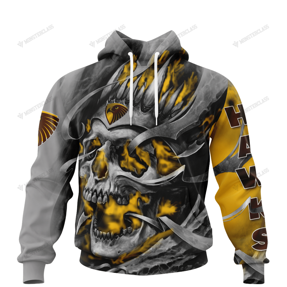 Personalized Hawthorn Hawks Custom Skull Jersey Hoodie Personalized Hawthorn Hawks Custom Skull Jersey Hoodie