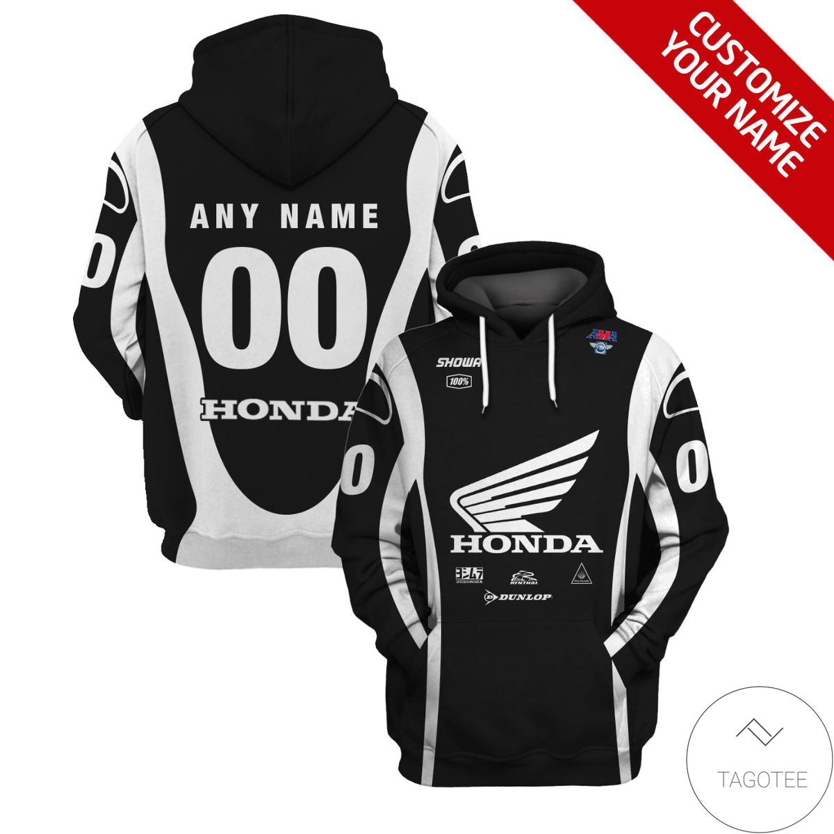 Personalized Honda Branded Black Unisex 3D Hoodie Personalized Honda Branded Black Unisex 3D Hoodie