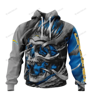 Personalized Los Angeles Chargers Custom Skull Jersey Hoodie