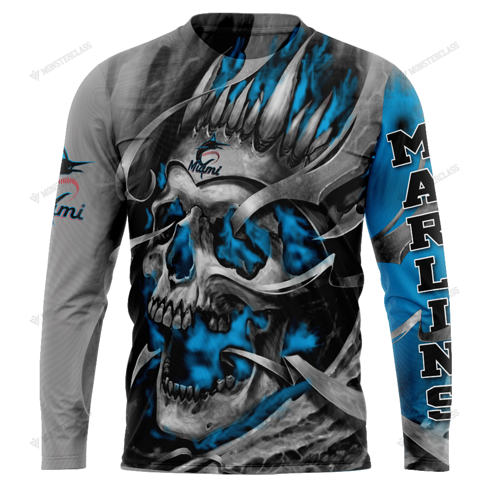 Personalized Miami Marlins Custom Skull Jersey Hoodie Personalized Miami Marlins Custom Skull Jersey Hoodie