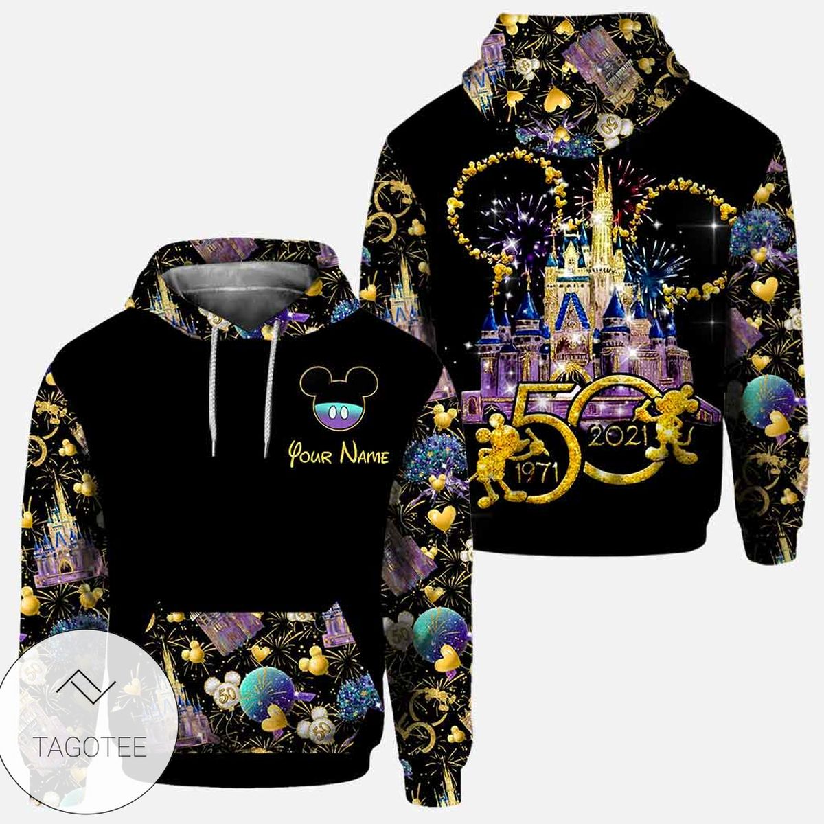 Personalized Mickey Mouse 50Th Anniversary Magic Kingdom Hoodie Tagotee Personalized Mickey Mouse 50Th Anniversary Magic Kingdom Hoodie Tagotee