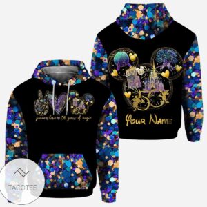 Personalized Mickey Mouse Peace Love 50 Years Of Magic Hoodie  Tagotee