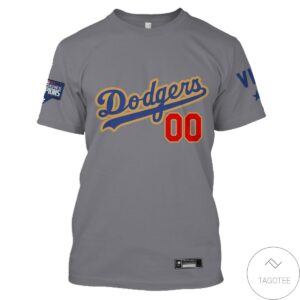 Personalized Name And Number Dodgers Grey All Over Print T-Shirt