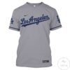 Personalized Name And Number Los Angeles Dodgers Grey All Over Print T-Shirt