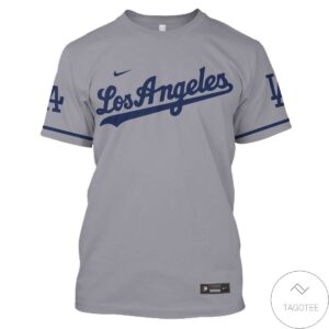 Personalized Name And Number Los Angeles Dodgers Grey All Over Print T-Shirt