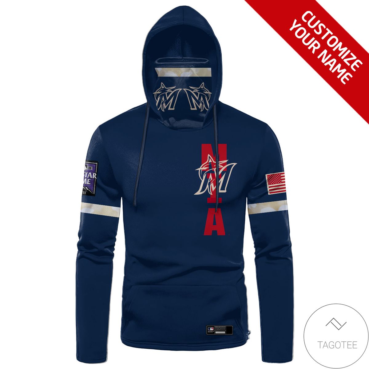Personalized Name And Number Miami Marlins Gaiter Mask Hoodie Personalized Name And Number Miami Marlins Gaiter Mask Hoodie