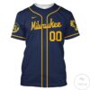 Personalized Name And Number Milwaukee Brewers Navy All Over Print T-Shirt