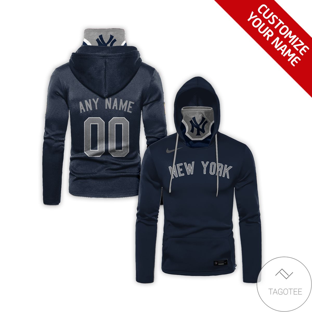 Personalized Name And Number New York Yankees Navy Gaiter Mask Hoodie Personalized Name And Number New York Yankees Navy Gaiter Mask Hoodie