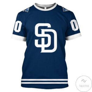 Personalized Name And Number San Diego Navy All Over Print T-Shirt