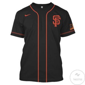 Personalized Name And Number San Francisco Giants Black All Over Print T-Shirt