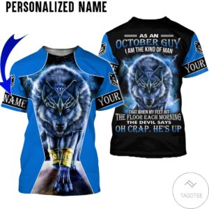 Personalized Name As An October Guy I Am A Kind Of Man Wolf All Over Print Hoodie