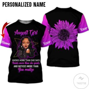 Personalized Name August Girl Know More Than She Says All Over Print Hoodie