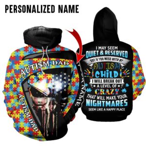 Personalized Name Autism Dad 3D All Over Print Hoodie And Shirt