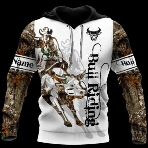 Personalized Name Bull Riding Tattoo 3D Hoodie