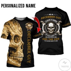 Personalized Name December Guy I Have 3 Sides Skull All Over Print Hoodie