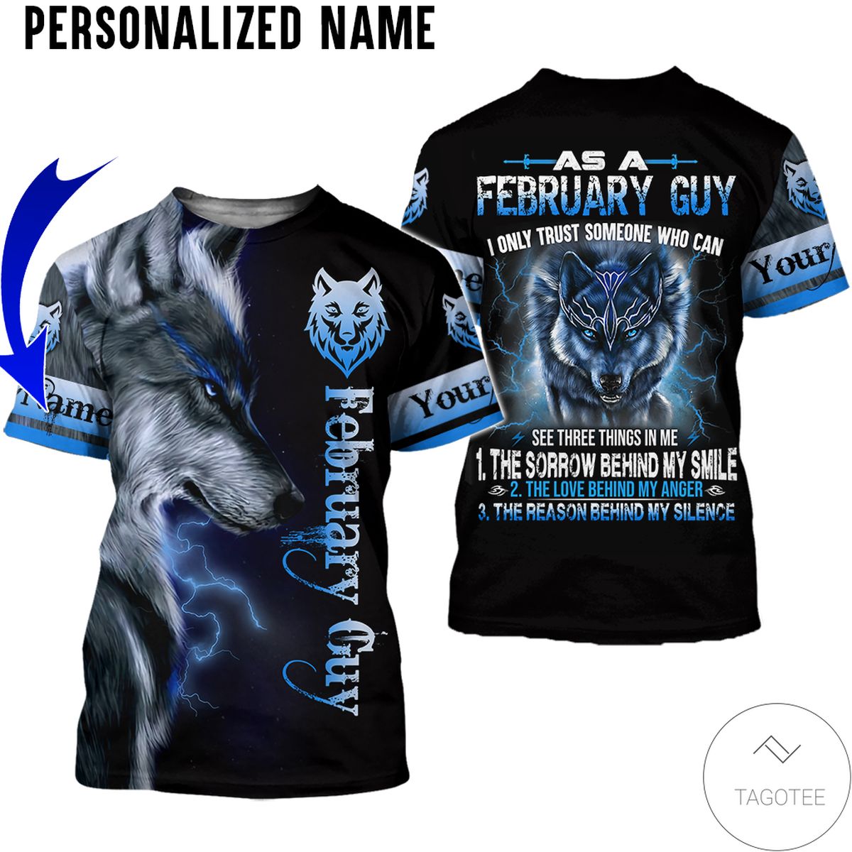 Personalized Name February Guy Wolf All Over Print Hoodie Personalized Name February Guy Wolf All Over Print Hoodie