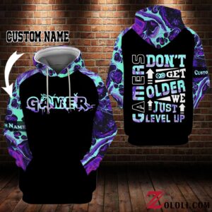 Personalized Name Gamers Don’T Get Older We Just Level Up 3D Hoodie