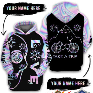 Personalized Name Hologram Skull Lsd Bicycle Take A Trip 3D Hoodie
