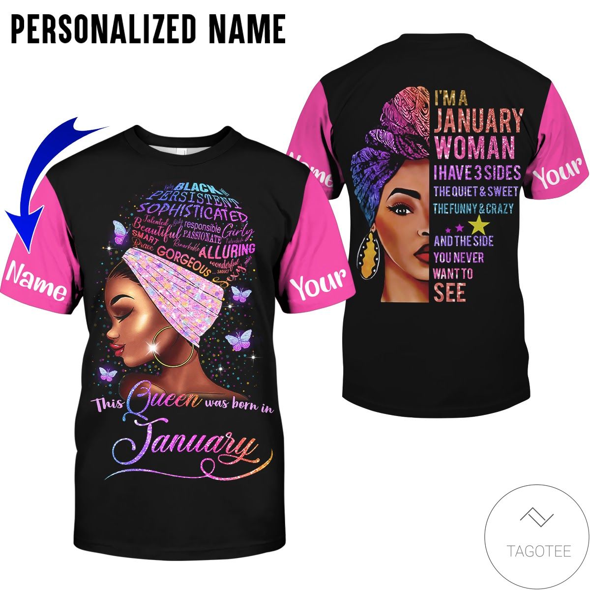 Personalized Name I’M January Woman I Have 3 Sides All Over Print Hoodie Personalized Name I’M January Woman I Have 3 Sides All Over Print Hoodie