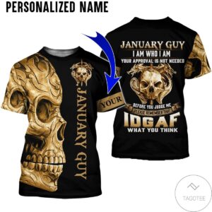 Personalized Name January Guy Skull I Am Who I Am All Over Print Hoodie