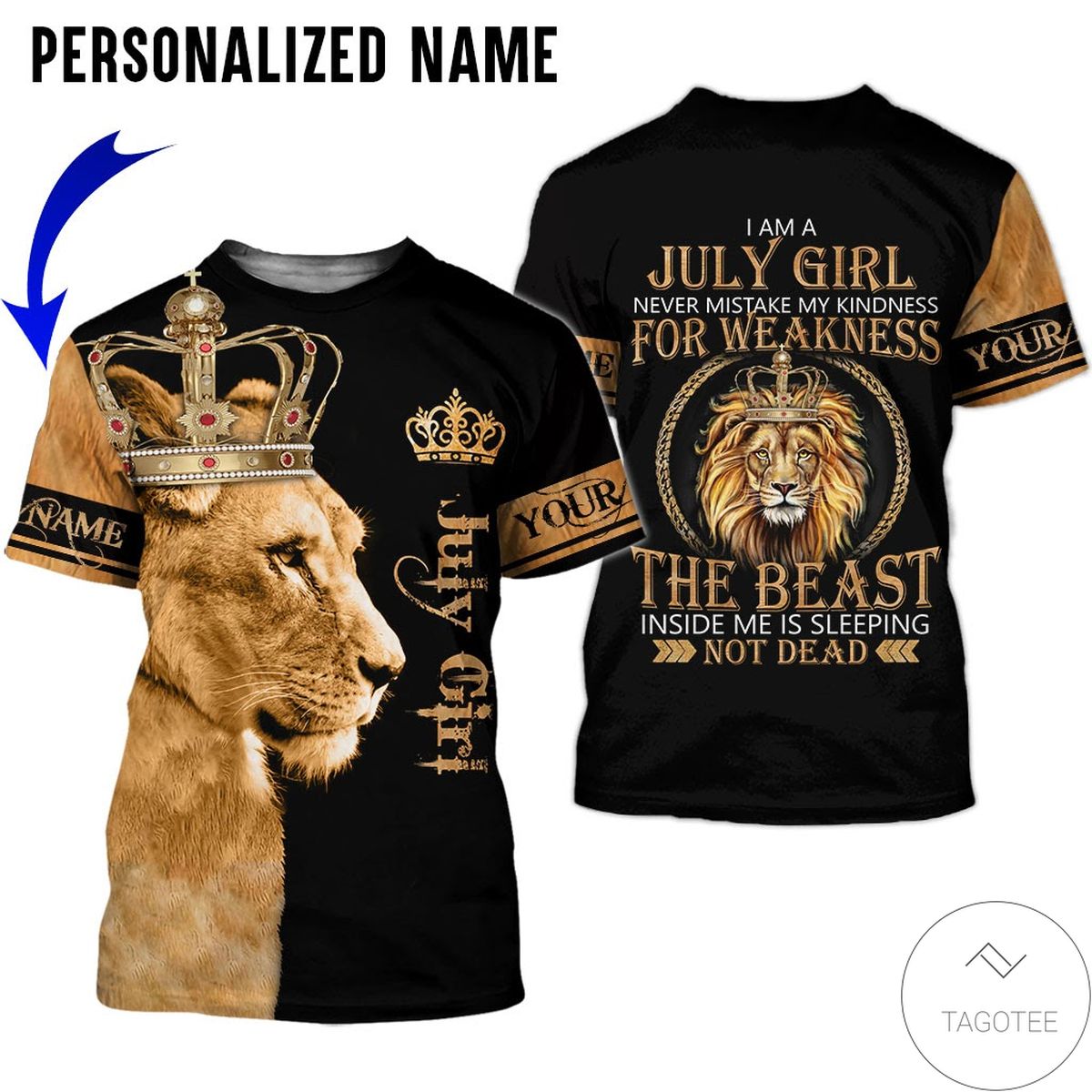 Personalized Name July Girl Never Mistake My Kindness Lion All Over Print Hoodie Personalized Name July Girl Never Mistake My Kindness Lion All Over Print Hoodie