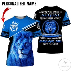 Personalized Name Lion A King Was Born In August All Over Print Hoodie
