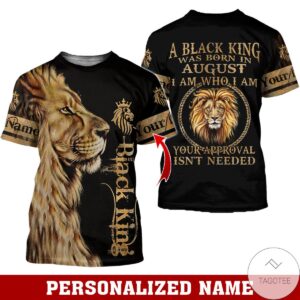 Personalized Name Lion Black King Was Born In August All Over Print Hoodie