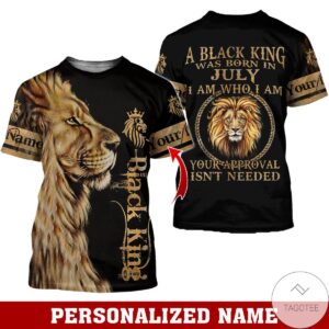 Personalized Name Lion Black King Was Born In July All Over Print Hoodie
