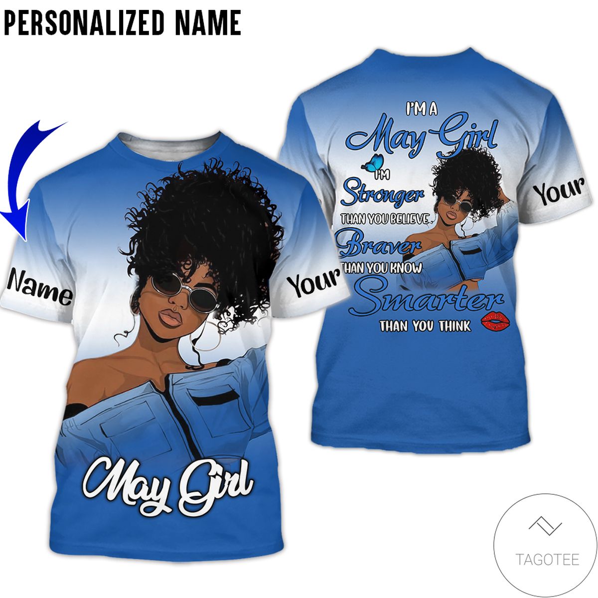 Personalized Name May Girl I’M Stronger Than You Believe Blue All Over Print Hoodie Personalized Name May Girl I’M Stronger Than You Believe Blue All Over Print Hoodie