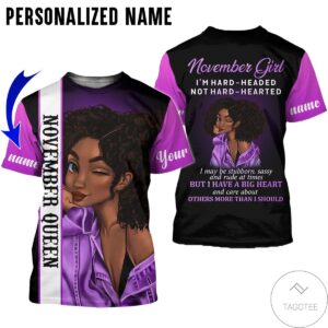 Personalized Name November Girl Hard Headed Not Hard Hearted All Over Print Hoodie