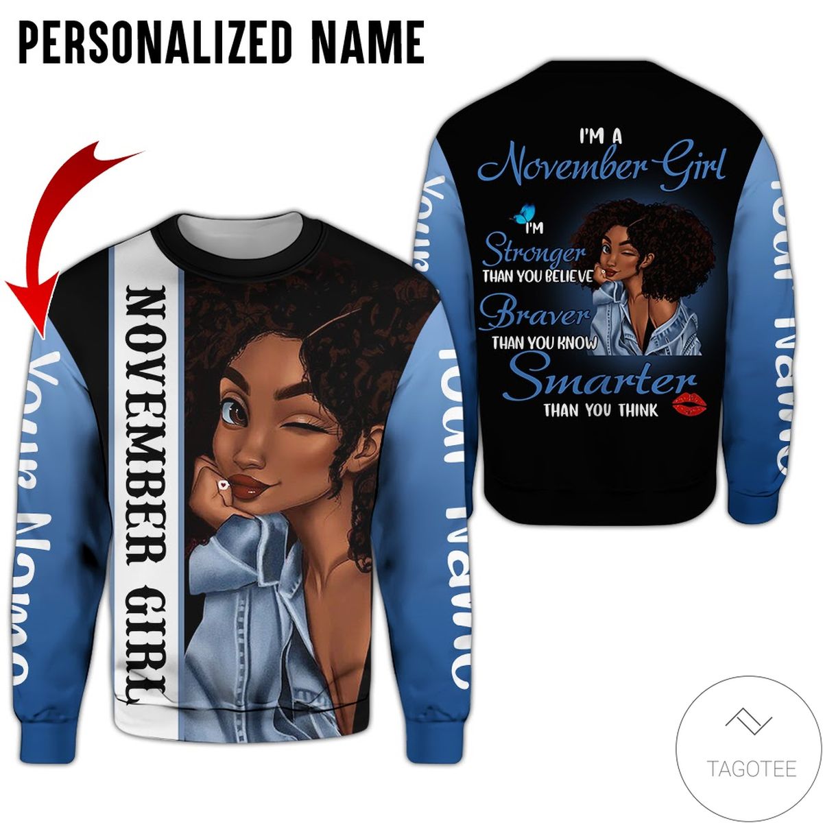 Personalized Name November Girl I’M Stronger Than You Believe All Over Print Hoodie Personalized Name November Girl I’M Stronger Than You Believe All Over Print Hoodie