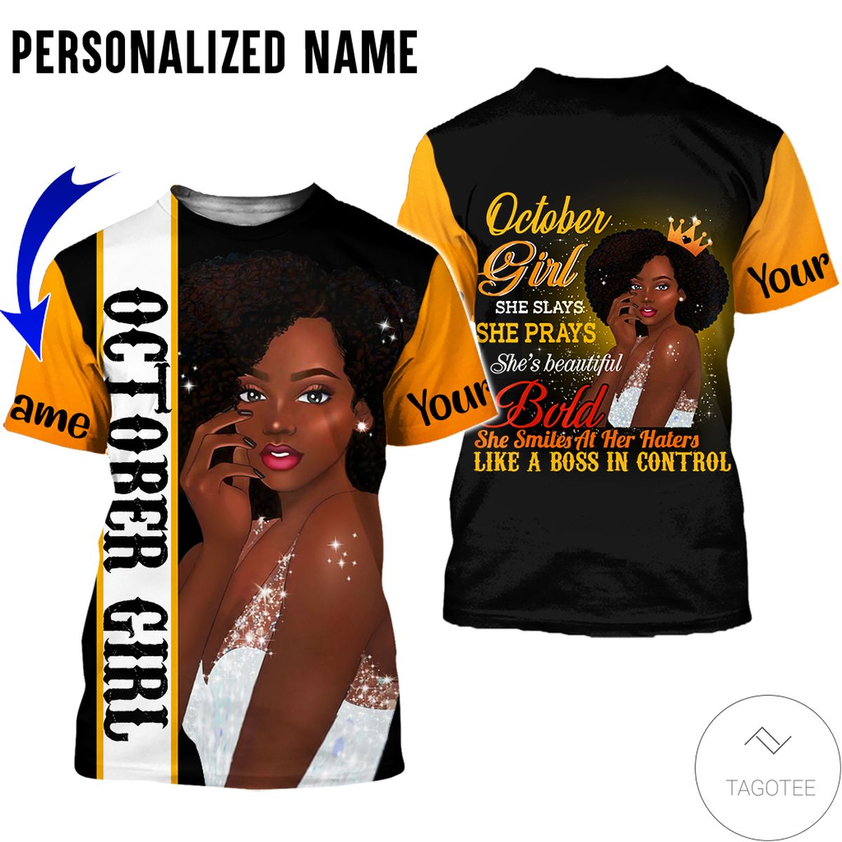 Personalized Name October Girl She Slays She Prays She Beautiful All Over Print Hoodie Personalized Name October Girl She Slays She Prays She Beautiful All Over Print Hoodie