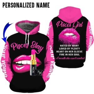 Personalized Name Pisces Girl Lipstick 3D All Over Printed Hoodie