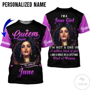 Personalized Name Queen Are Born In June All Over Print Hoodie