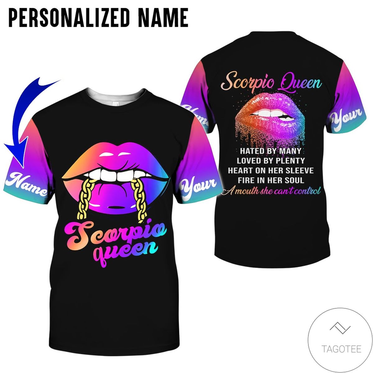 Personalized Name Scorpio Queen Colorful Lip All Over Print Hoodie Personalized Name Scorpio Queen Colorful Lip All Over Print Hoodie