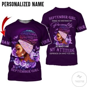 Personalized Name September Girl My Attitude  All Over Print Hoodie