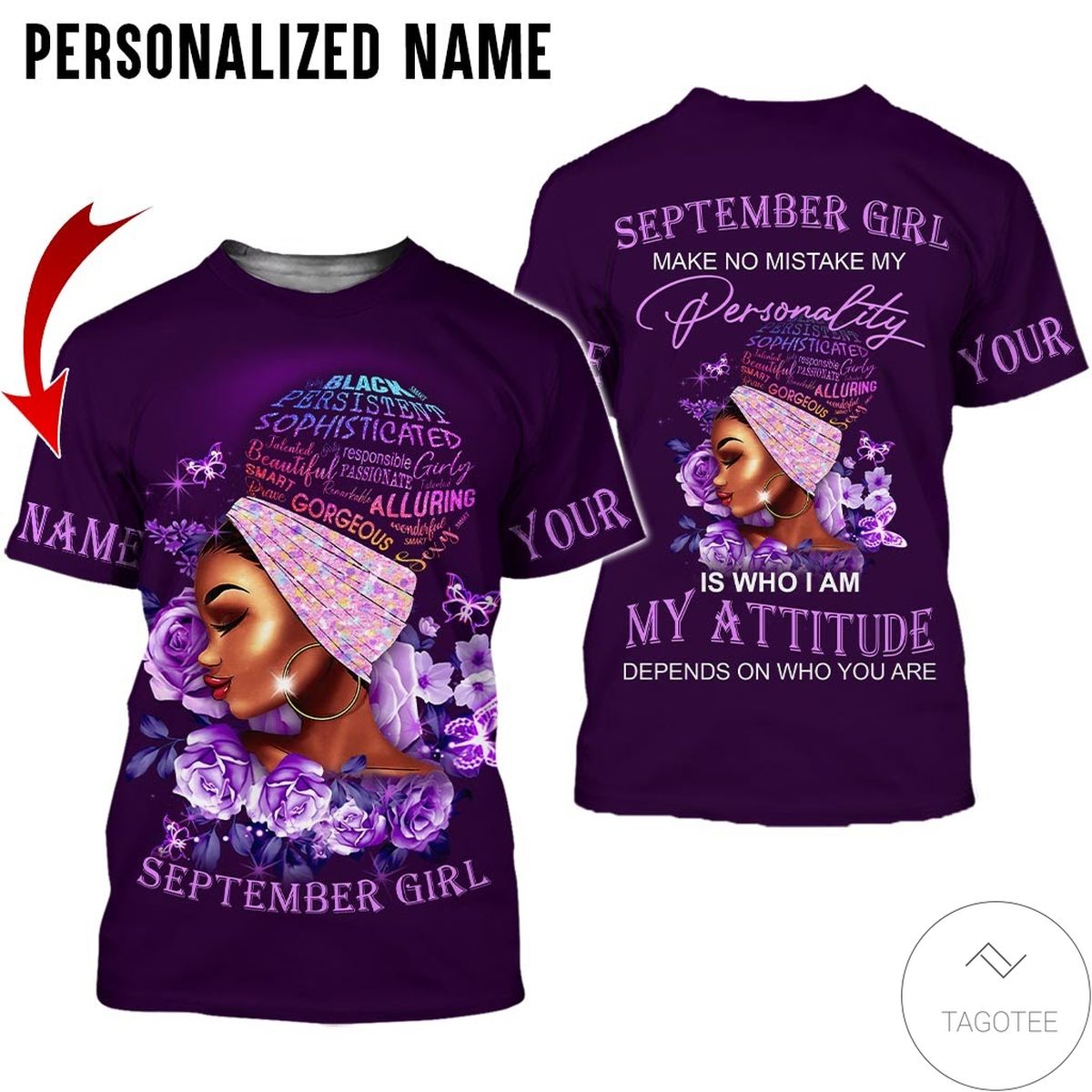 Personalized Name September Girl My Attitude All Over Print Hoodie Personalized Name September Girl My Attitude All Over Print Hoodie