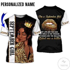 Personalized Name September Girl My Lips Are Gun All Over Print Hoodie
