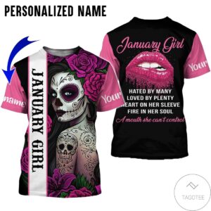 Personalized Name Skull Tattooist January Girl All Over Print Hoodie