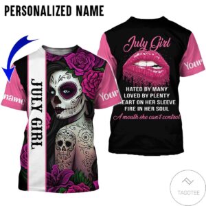 Personalized Name Skull Tattooist July Girl All Over Print Hoodie