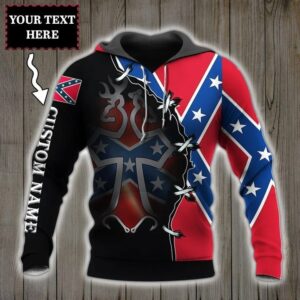 Personalized Name Southern Deer Head Flag Hoodie