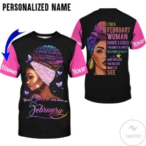 Personalized Name This Queen Was Born In February Pink All Over Print Hoodie