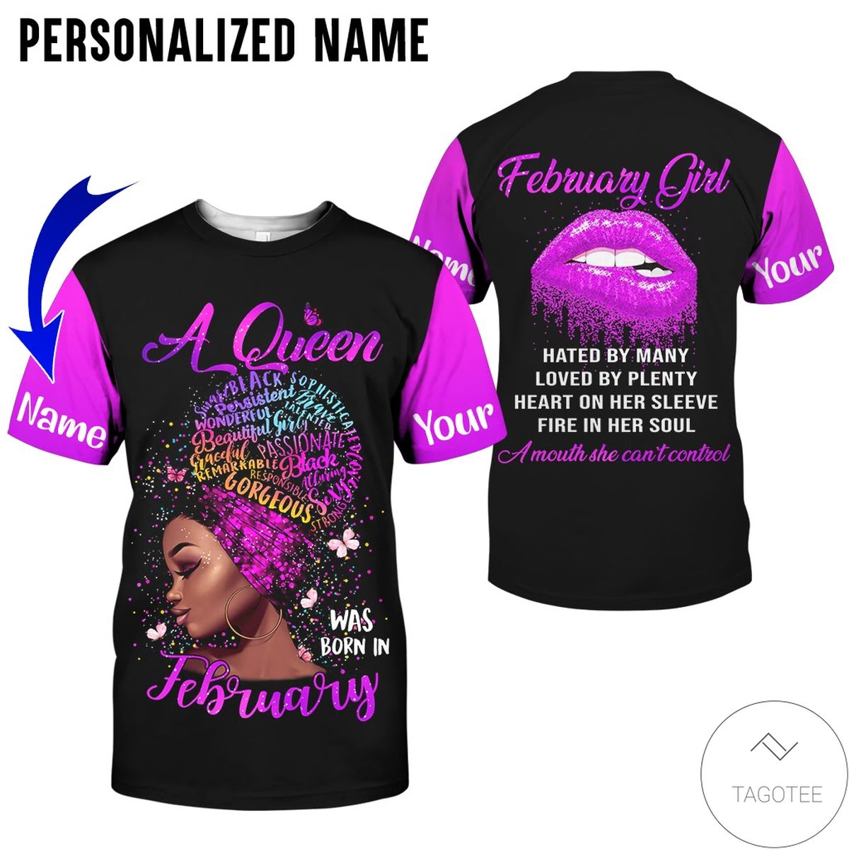 Personalized Name This Queen Was Born In February Purple All Over Print Hoodie Personalized Name This Queen Was Born In February Purple All Over Print Hoodie