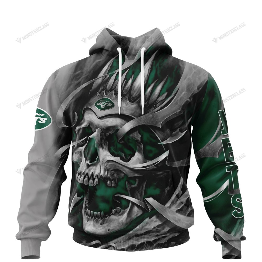 Personalized New York Jets Custom Skull Jersey Hoodie Personalized New York Jets Custom Skull Jersey Hoodie