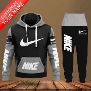 Personalized Nike Grey Black Hoodie